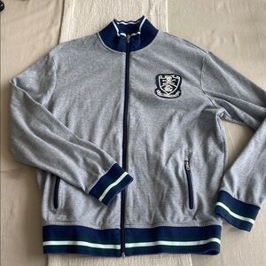 Polo by Ralph Lauren Gray and Blue Bomber Jacket with Varsity Style